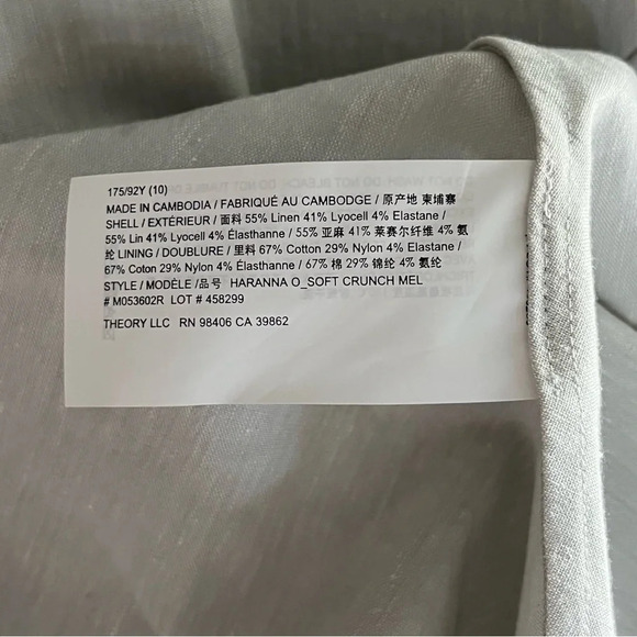Theory NWT Haranna Cross-Back Dress in Linen Blend Mélange Light Grey Size 10 - Picture 16 of 16